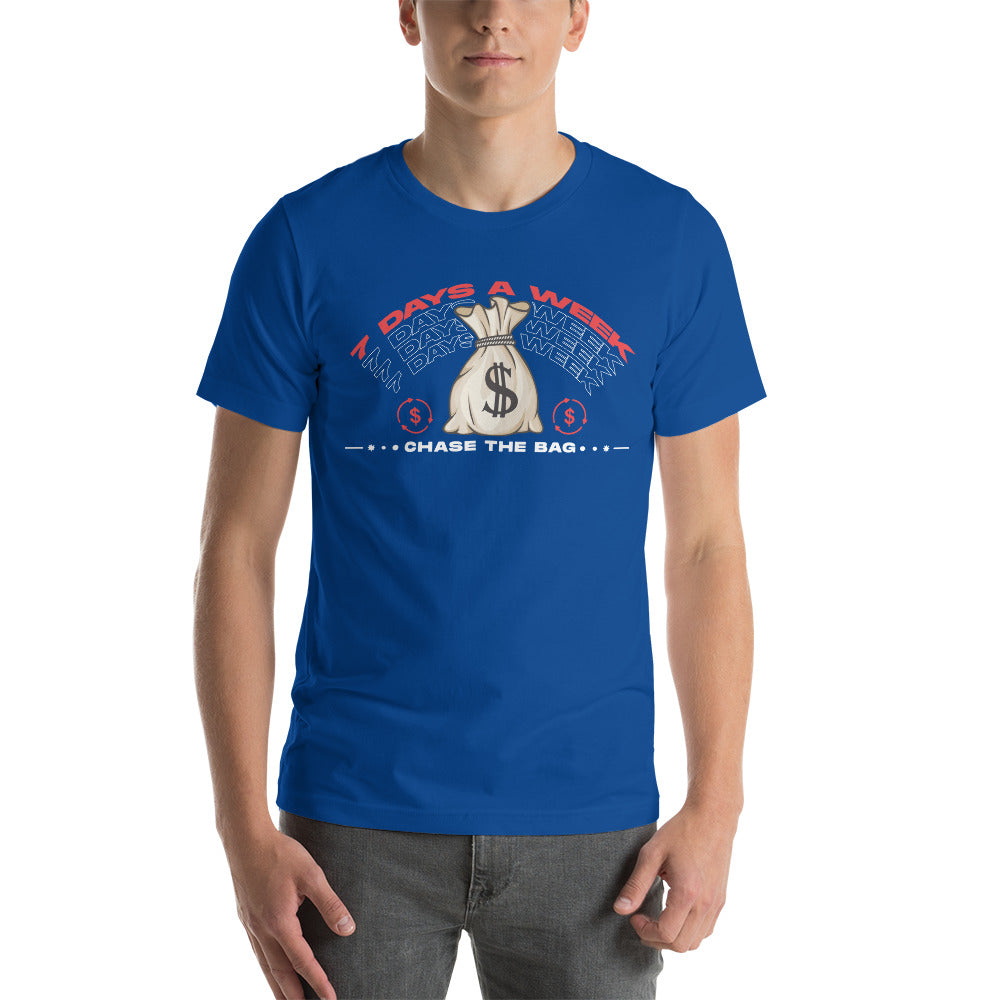 Chase The Bag Short Sleeve Unisex T Shirt - (Royal Blue)